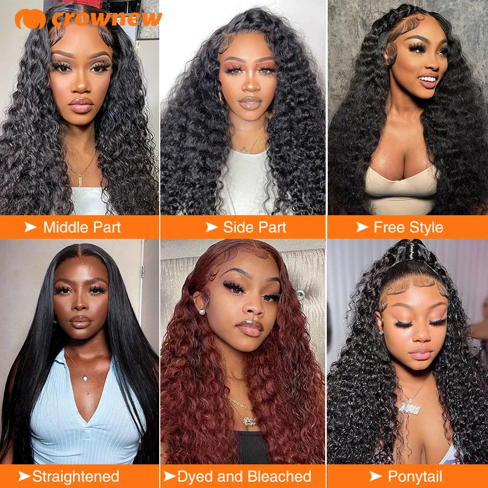 Deep Wave Frontal Wig 13X4 13x6 Hd Lace Frontal Wig Human Hair 200% Curly Lace Front Human Hair Wig Pre Plucked Human Hair Wigs