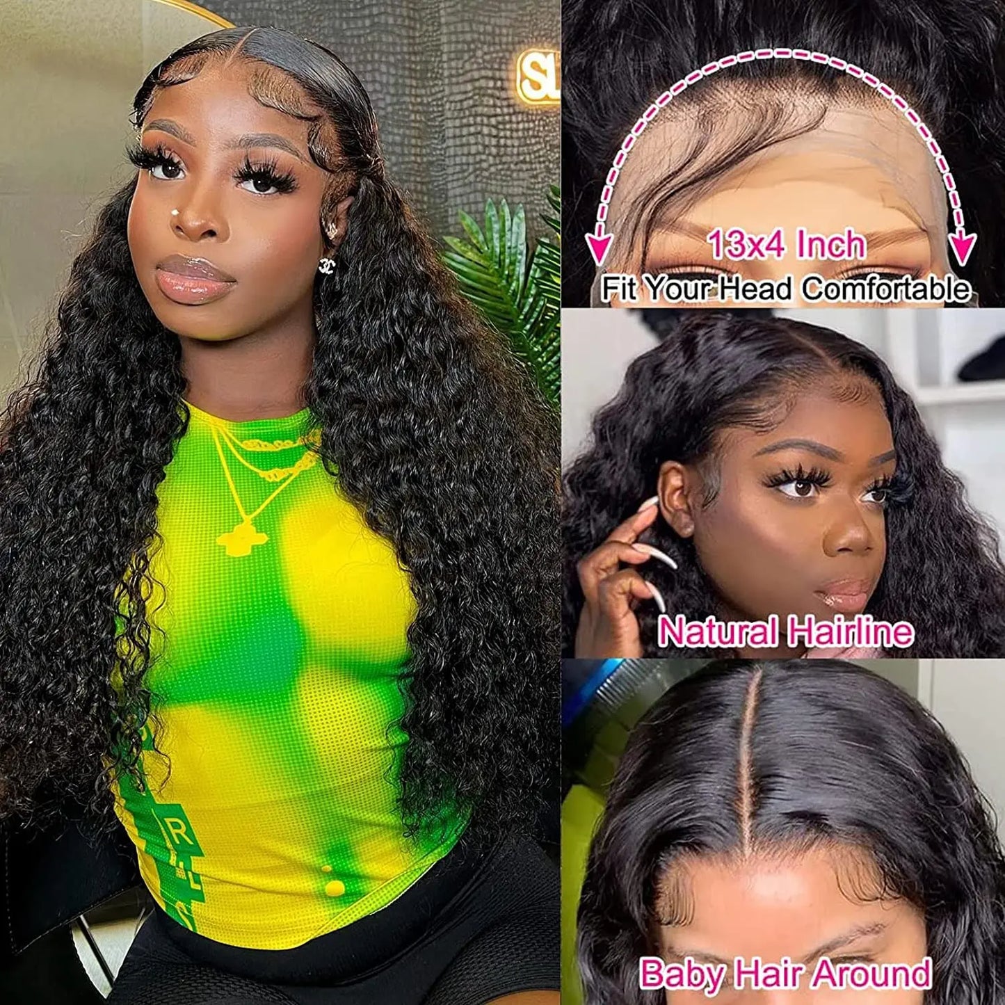 250 Density Curly Lace Front Human Hair Wigs Hd Lace 30 Inches 13x4 Lace Frontal Wig Water Wave Brazilian Pre Plucked For Women