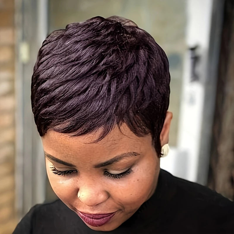Human Hair Wig Pixie Cut Wig Short Straight Human Hair Wigs for Women Full Machine Made Wig 150% Density 4Inch