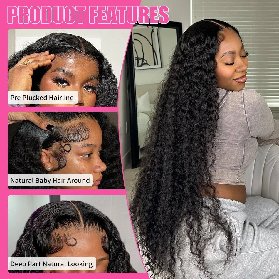 Curly 13x6 HD 300% 30 40 Inch Deep Wave Lace Front Human Hair Wigs 5x5 Glueless Closure Ready To Wear Wig 13x4 Lace Frontal Wig