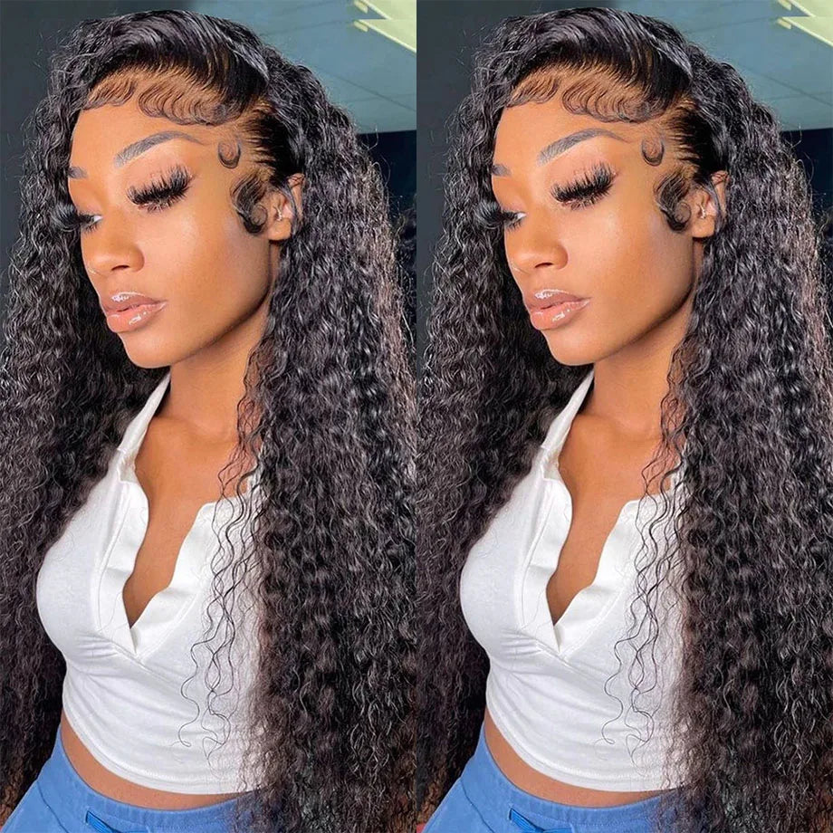 250 Density Curly Lace Front Human Hair Wigs Hd Lace 30 Inches 13x4 Lace Frontal Wig Water Wave Brazilian Pre Plucked For Women