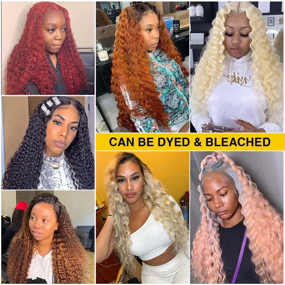 Hd Transparent Deep Wave Frontal Wig 13x6 Hd Lace Curly Lace Front Human Hair Wigs For Women Wet And Wavy 4x4 Water Closure Wig