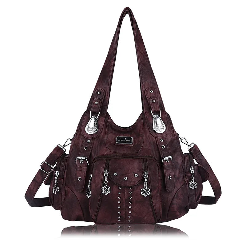 Angelkiss Bag Women Fashion Handbags Women Shoulder Bags PU Leather Handbag Female Satchel Big Shoulder Purse Bag bolsa feminina