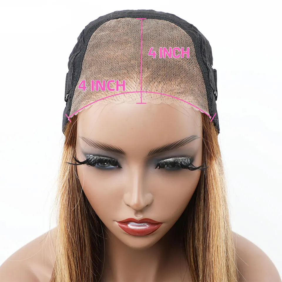 Wear And Go Glueless Human Hair Brazilian Straight Highlight Wig 4x4 HD Lace Glueless Preplucked Human Wigs Ready To Go