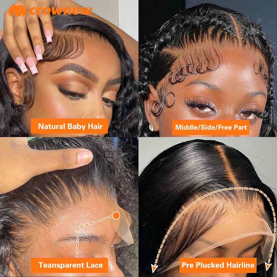 Deep Wave Frontal Wig 13X4 13x6 Hd Lace Frontal Wig Human Hair 200% Curly Lace Front Human Hair Wig Pre Plucked Human Hair Wigs
