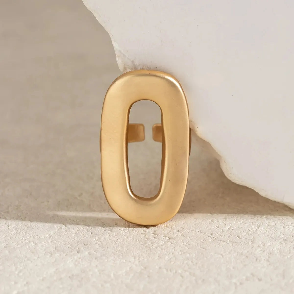 Exaggerated Big Hollow Out Geometric Oval Rings for Women Creative Adjustable Finger Matte Rings Fashion Statement Jewelry Girls