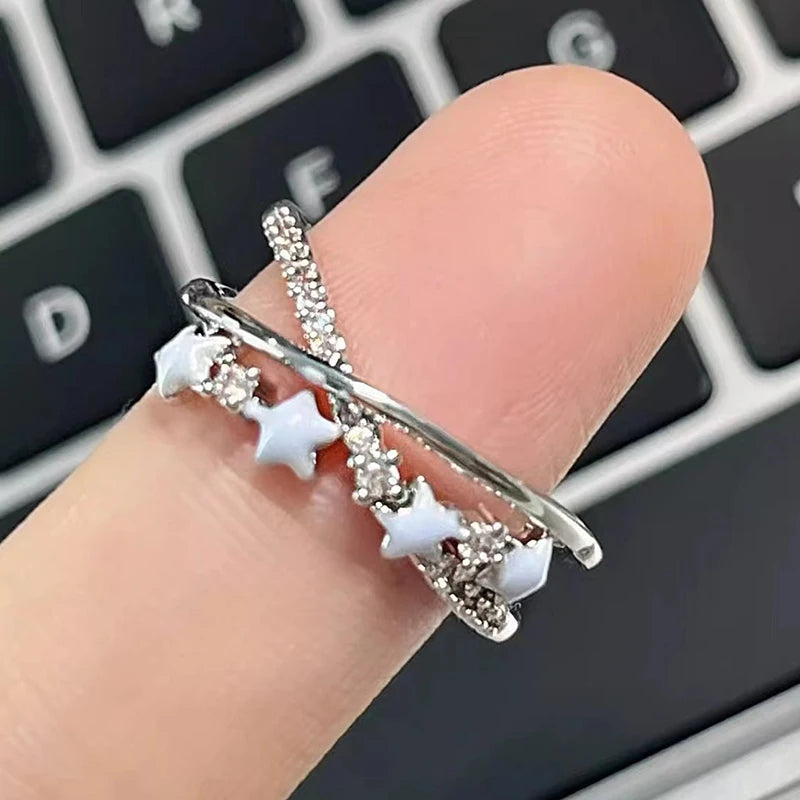 Fashion Irregular Star Rings For Women Girls Sweet Cool Rings Versatile Adjustable Opening Rings Jewelry Accessories Gifts