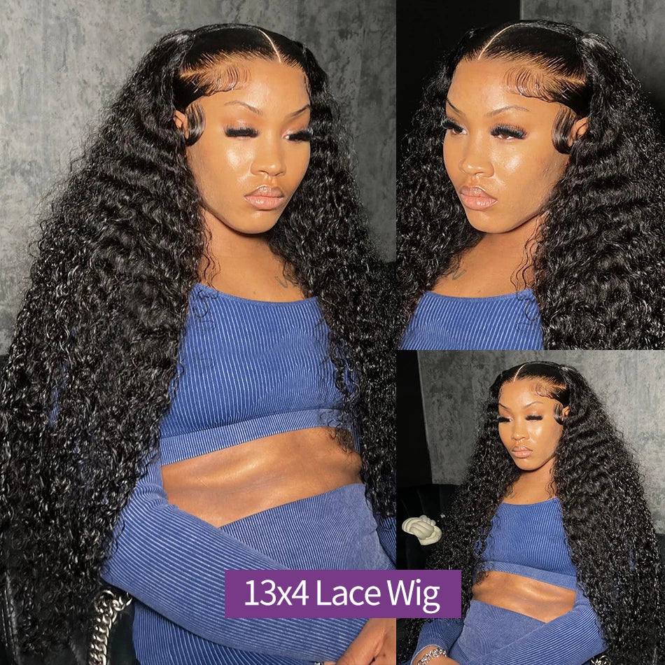 Hd Transparent Deep Wave Frontal Wig 13x6 Hd Lace Curly Lace Front Human Hair Wigs For Women Wet And Wavy 4x4 Water Closure Wig