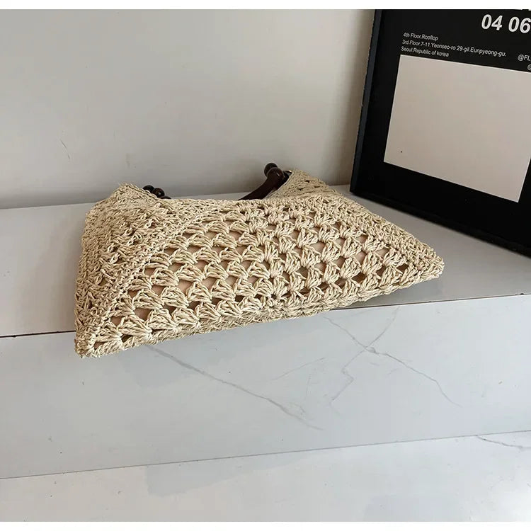 2025 New Fashion Popular Boho Woven Straw Handbag Summer Beach Crossbody Bag Fashion Knitted Purse Outdoor Leisure