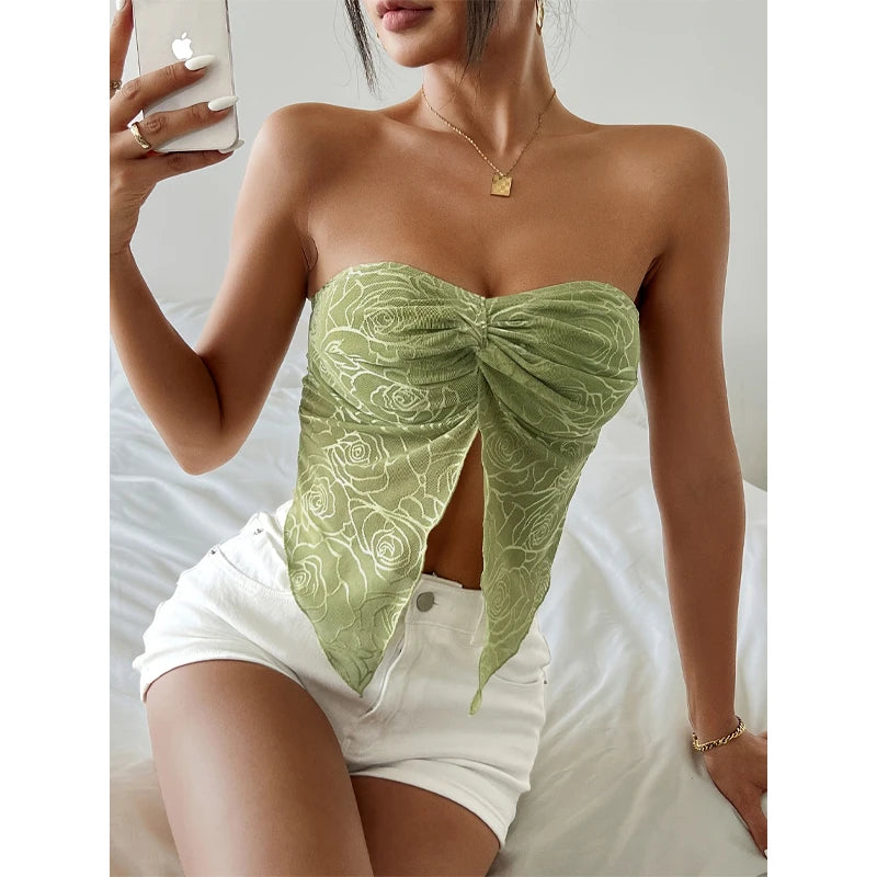 Summer New Fashion Design Hot Girl Sexy Slim Design Party Wear Knitted Tube Top