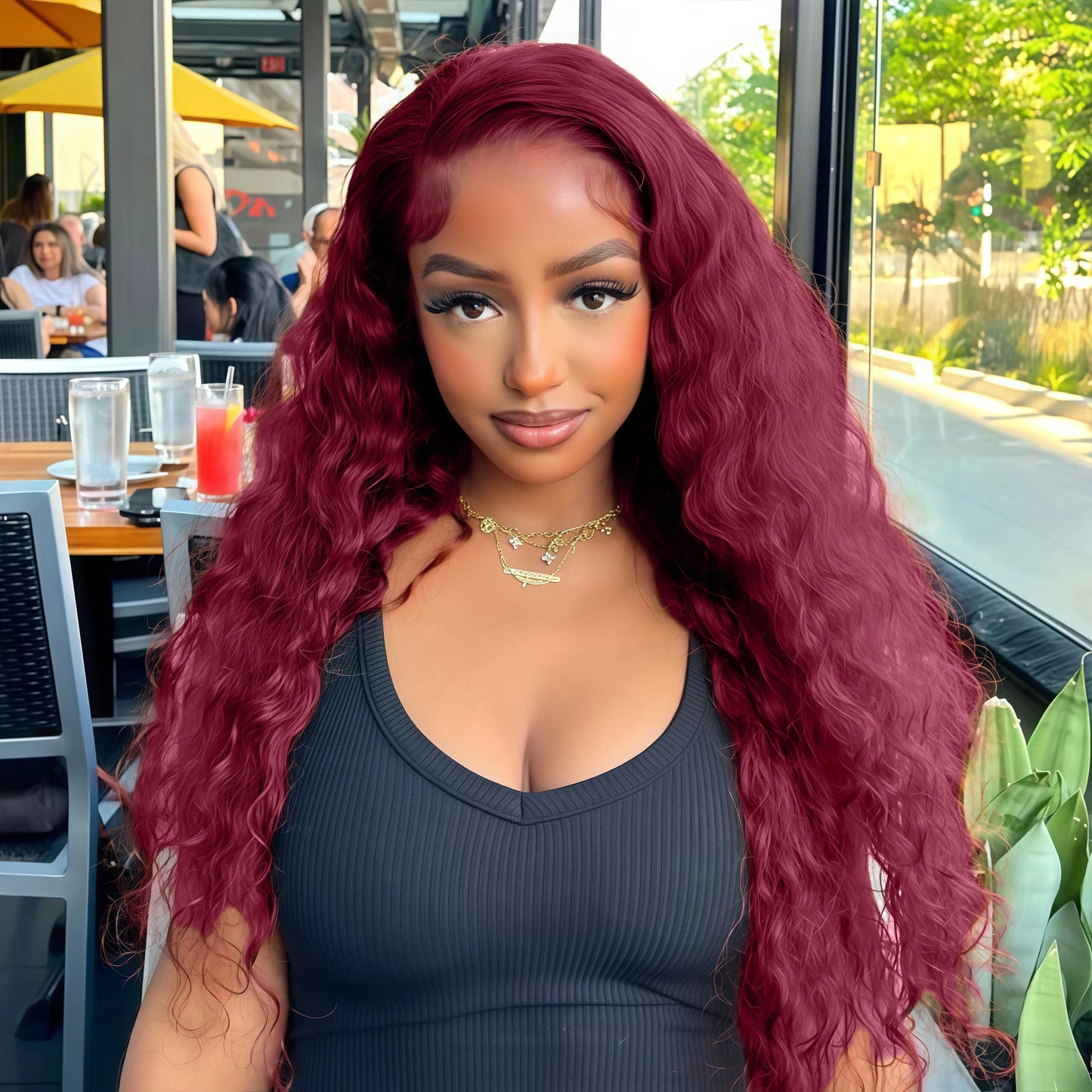 Curly Wigs 30 Inch Burgundy 13x4 Lace Frontal Human Hair Wigs High Density 99J Red Colored Deep Wave Human Hair Wigs Pre Plucked