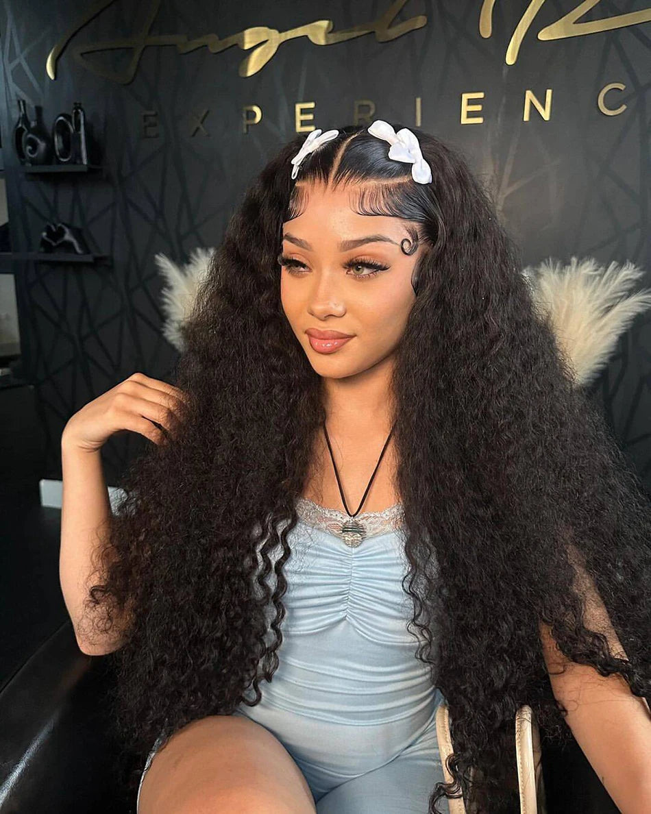 13x6 HD Transparent Lace Front Water Curly Wave Human Hair Wigs 40 Inch Long Jerry Curly Human Hair Frontal Wigs For Women