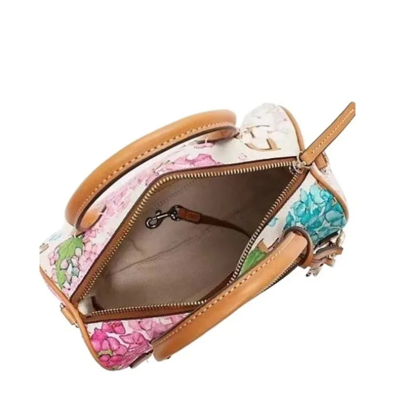 Fashion Brand Boston Bag Women 2024 Trend Flowers Print Letter Crossbody Bag High Quality Shoulder Pillow Bag New In Handbag