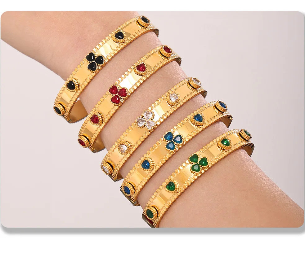 Women's Bracelet Gear Buckle Inlaid with Love Zircon Stainless Steel Fashion Versatile Jewelry Accessories