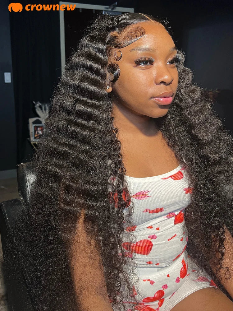Deep Wave Frontal Wig 13X4 13x6 Hd Lace Frontal Wig Human Hair 200% Curly Lace Front Human Hair Wig Pre Plucked Human Hair Wigs