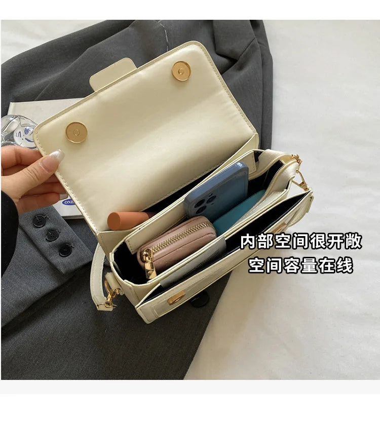 2025 New Fashion Glossy Square Bag for Women, Minimalist Versatile Shoulder Bag Crossbody Purse, Office Commuter Handbag, Trendy