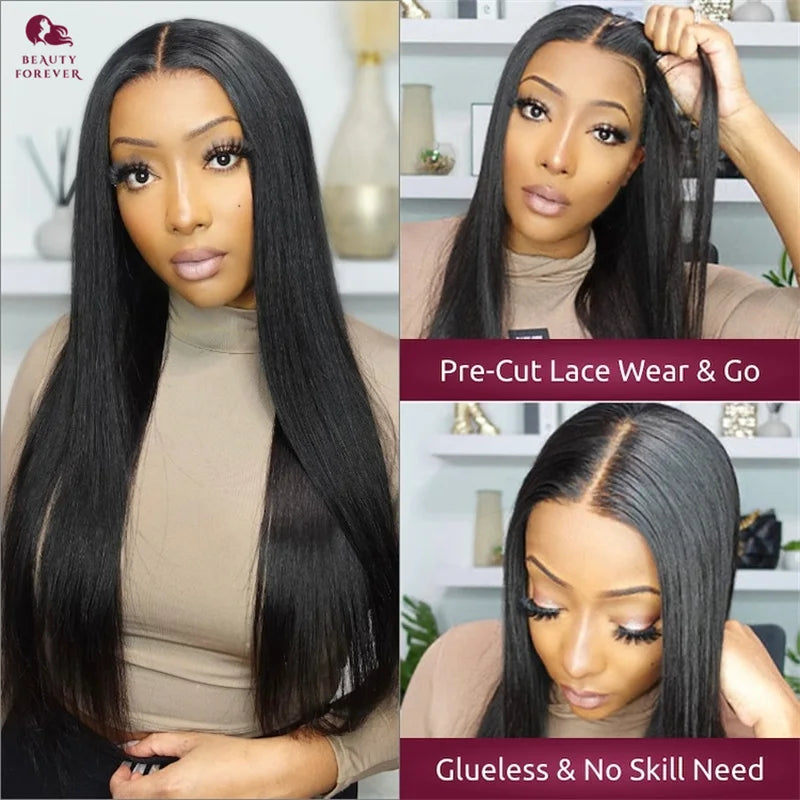 Beautyforever Glueless Straight Human Hair Wig Preplucked 13x4 Lace Front Human Hair Wig Brazilian 5x5 HD Lace Wig