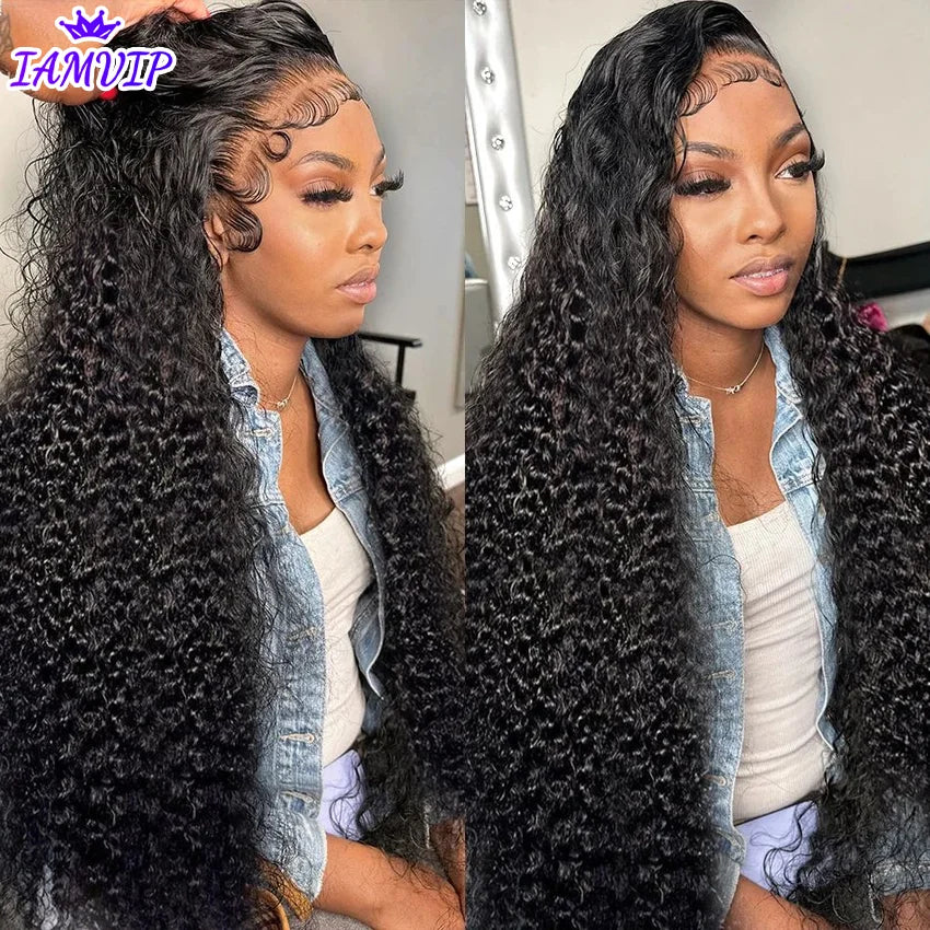 Hd Transparent Deep Wave Frontal Wig 13x6 Hd Lace Curly Lace Front Human Hair Wigs For Women Wet And Wavy 4x4 Water Closure Wig