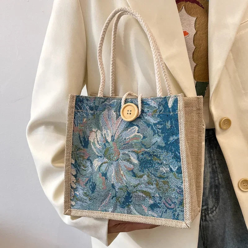 2025 Linen Bags Handbag For Women Shopper Tote Bag Fashion Designer Bag Convenient Large-capacity For Travel Grocery Bag