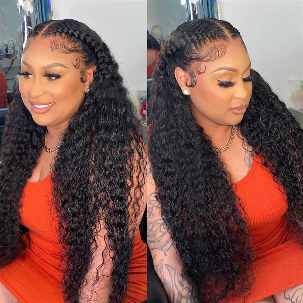 40 Inch 13x4 Curly Lace Front Human Hair Wigs For Women Water Wave Pre Plucked Brazilian Hair Deep Wave 13x6 Hd Lace Frontal Wig