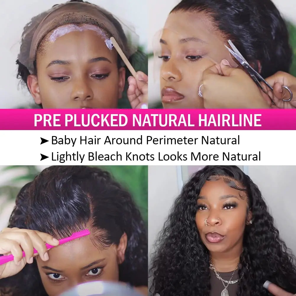 Long Kinky Curly Human Hair Wig For Women Raw Indian Hair 13X4 Transparent Lace Frontal Wig Pre-plucked 30 Inch Natural Color