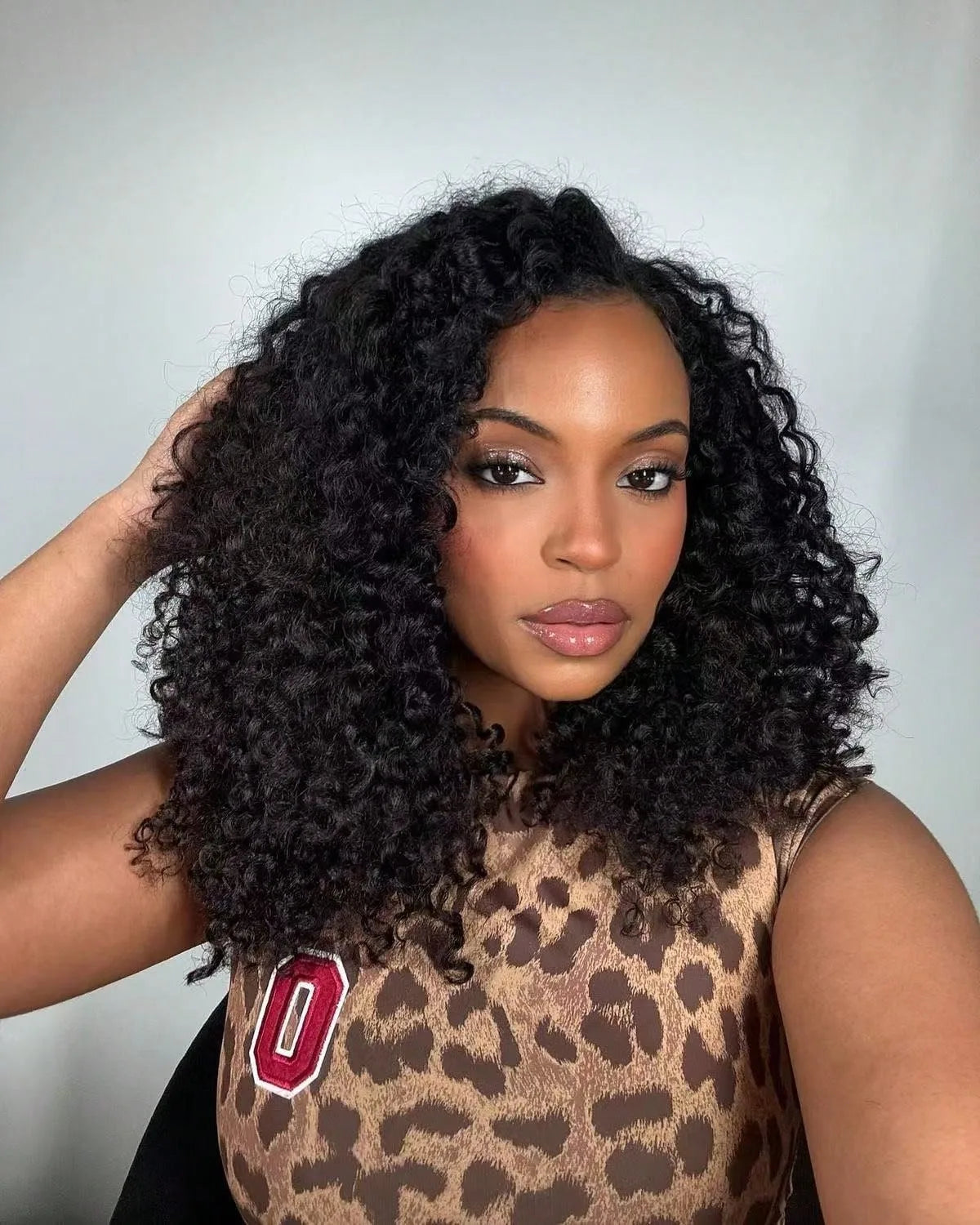 Water Curly Half Wig Drawstring Human Hair Wigs 3 In 1 Flip Over Half Wig Glueless Wig Elastic Band Clip in Hair 3/4 Half Wig