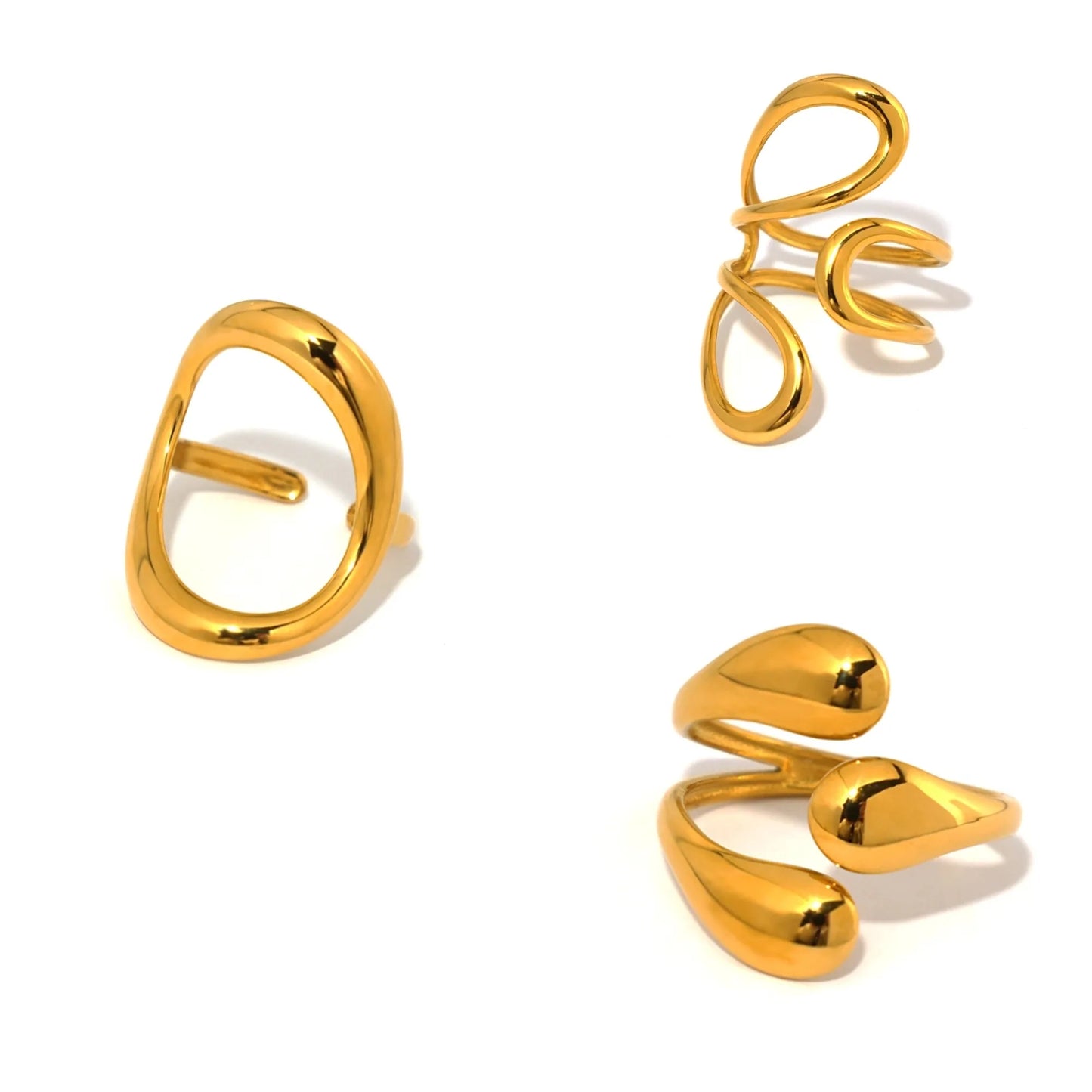 Fashion Minimalist Large Rings For Women Stainless Steel Gold Plated Waterproof Hip-hop Women's Finger Ring Aesthetic Jewelry