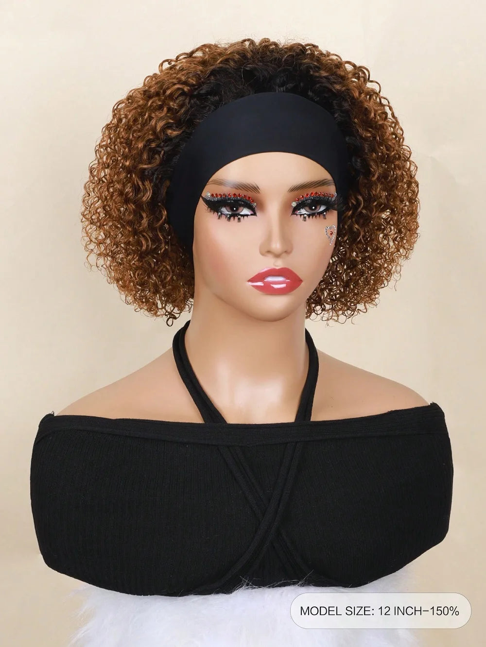 Short Curly Wig Kinky Curly Headband Wigs Human Hair For Women OT30 Color Full Machine Made Bob Wig Brazilian Human Hair Wig