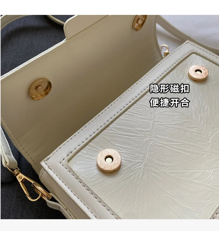 2025 New Fashion Glossy Square Bag for Women, Minimalist Versatile Shoulder Bag Crossbody Purse, Office Commuter Handbag, Trendy