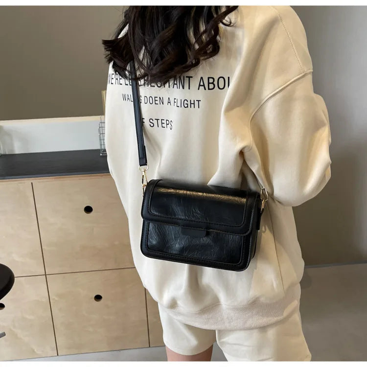 2025 New Fashion Glossy Square Bag for Women, Minimalist Versatile Shoulder Bag Crossbody Purse, Office Commuter Handbag, Trendy