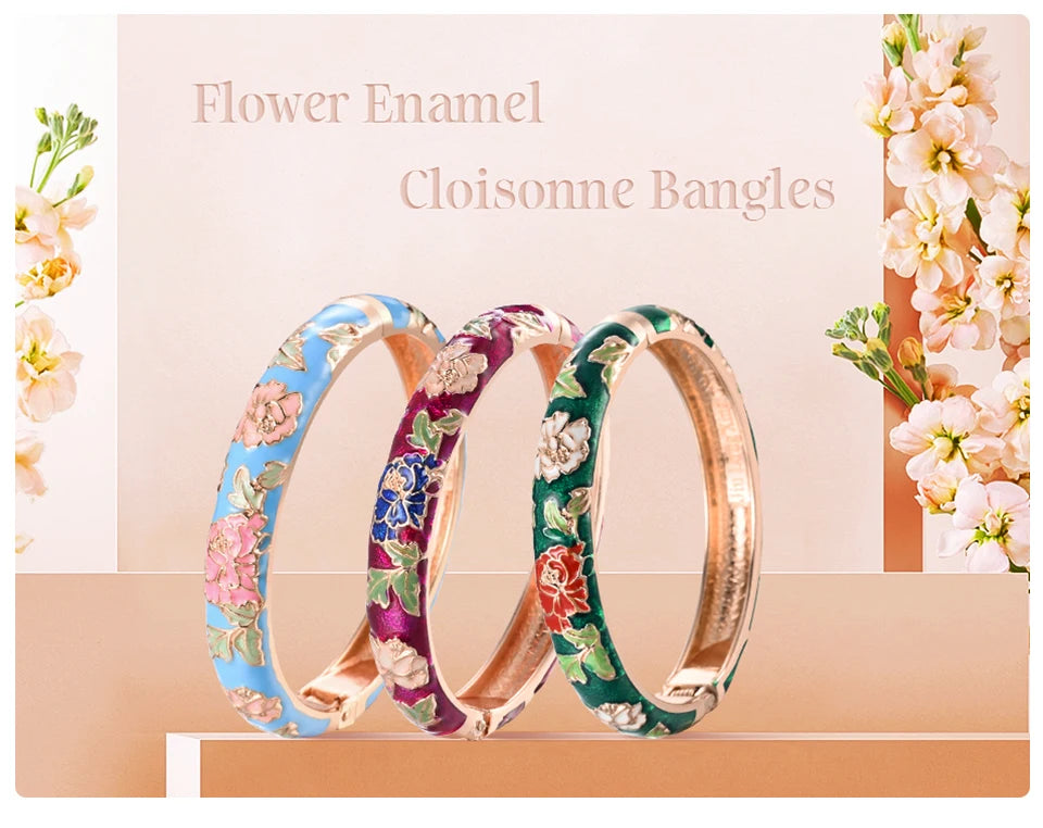 Enameled Bracelets For Women Flower Women Bangles Indian Chinese Viking Bracelet On Hand African Jewelry Dubai Women's Gift Girl