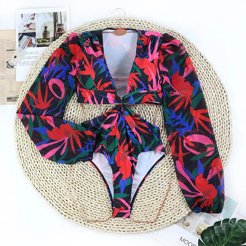 Sexy Women Swimsuit 2025 Bikinis Set Long Sleeve Swimwear Surfing Two Piece Swimsuit Tankini Swimming Bathing Suit Beach Wear