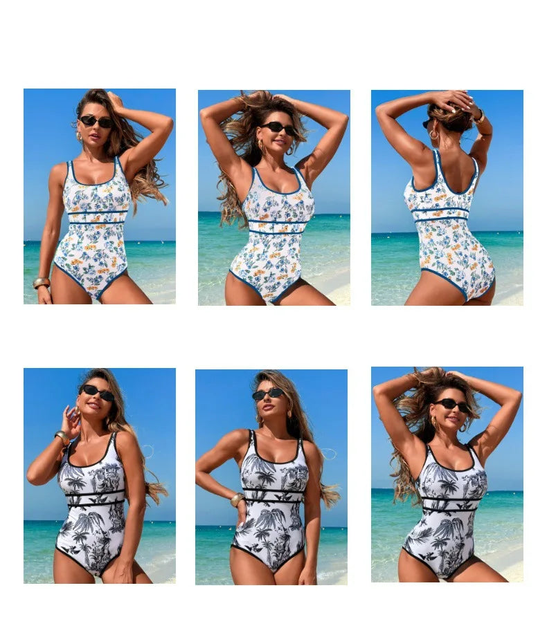 Women's Professional Hot Spring One-piece Swimsuit Ins Style Huludao Swimwear Beachwear Monokini Female Swimming Suits