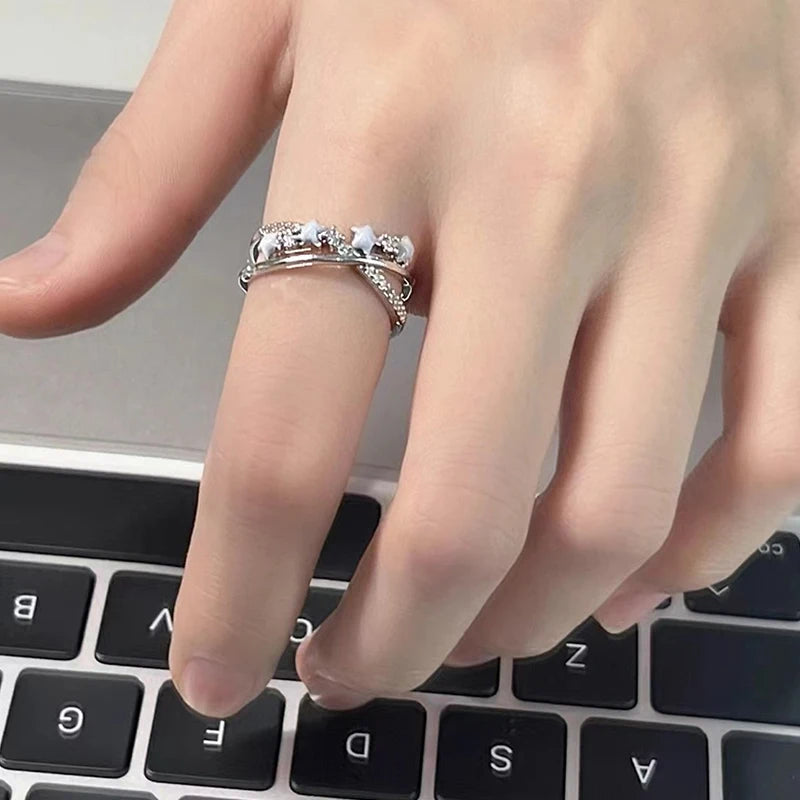 Fashion Irregular Star Rings For Women Girls Sweet Cool Rings Versatile Adjustable Opening Rings Jewelry Accessories Gifts