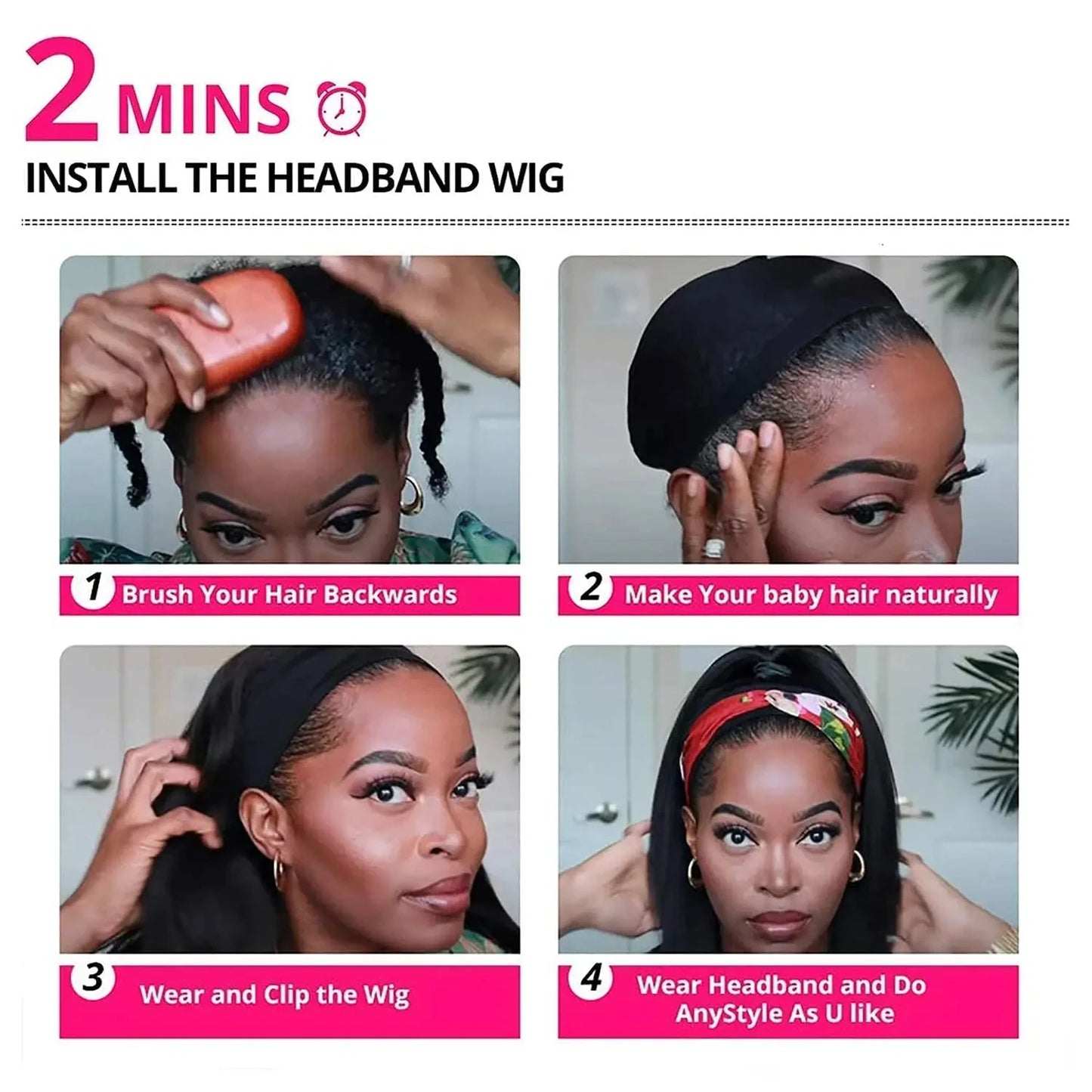 Straight Headband Human Hair Wig Straight Headband Wigs Human Hair Brazil Full Machine Made Wig On Sale 180% Density