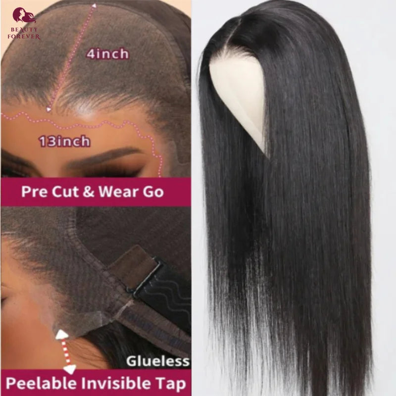 Beautyforever Glueless Straight Human Hair Wig Preplucked 13x4 Lace Front Human Hair Wig Brazilian 5x5 HD Lace Wig