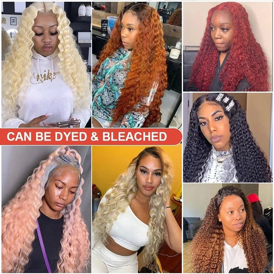 250 Density Curly Lace Front Human Hair Wigs Hd Lace 30 Inches 13x4 Lace Frontal Wig Water Wave Brazilian Pre Plucked For Women