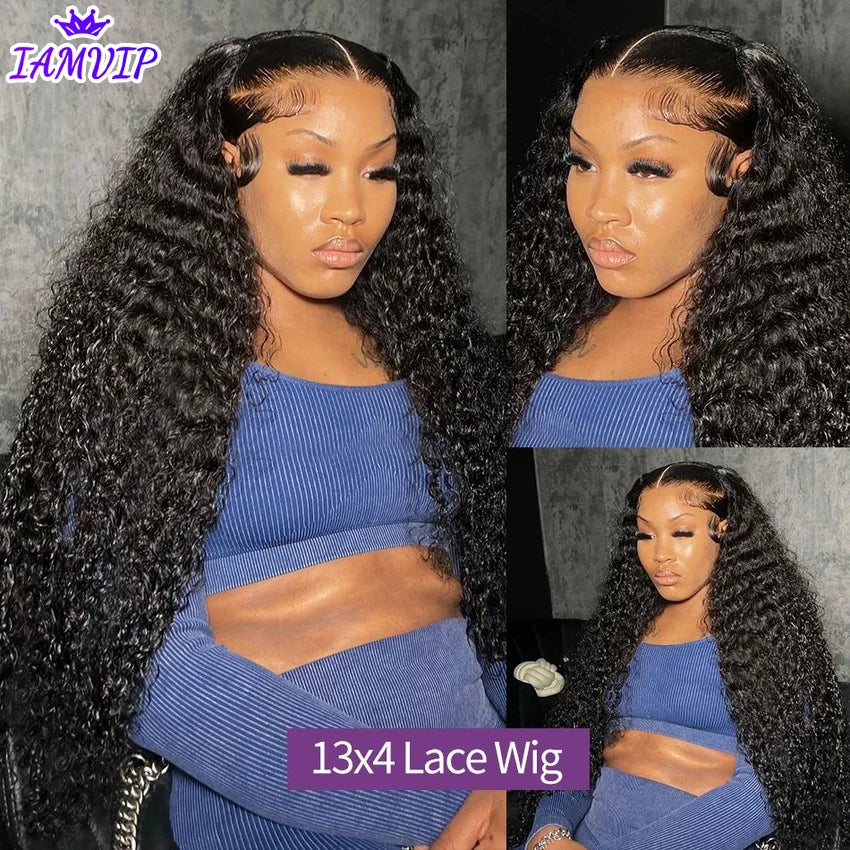 Hd Transparent Deep Wave Frontal Wig 13x6 Hd Lace Curly Lace Front Human Hair Wigs For Women Wet And Wavy 4x4 Water Closure Wig