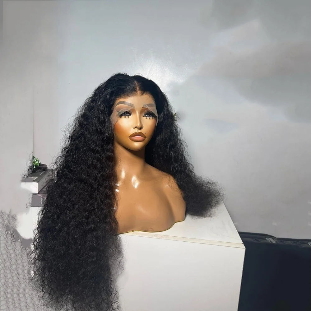 30inch Long Kinky Curly Human Hair Natural Black 13x6 HD Lace Front Wigs Brazilian Free Part Pre plucked with Baby Hair Glueless