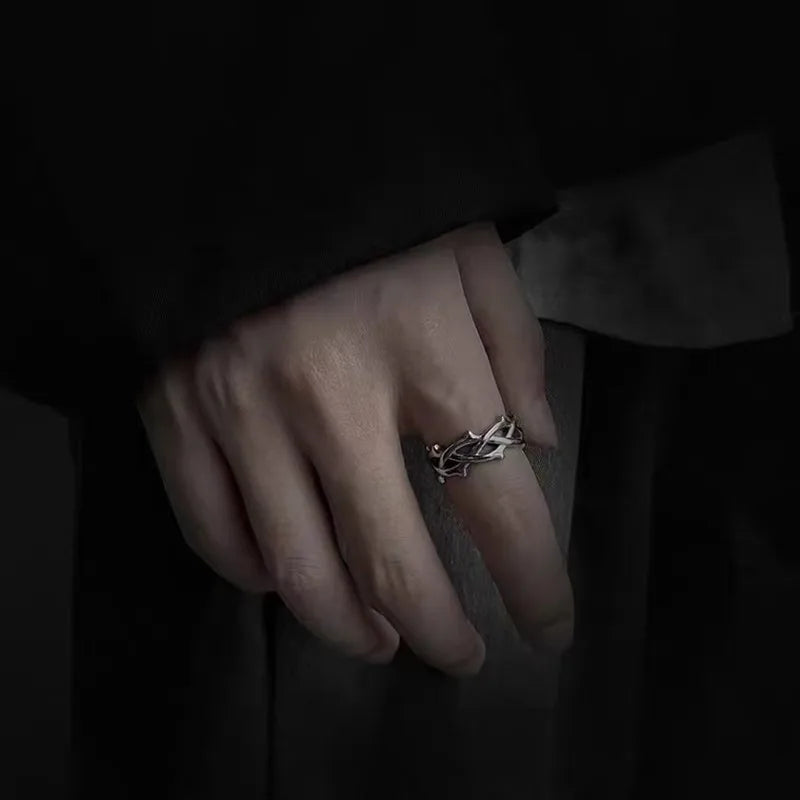 Fashion Irregular Thorns Rings For Couple Retro Hip-hop Personality Adjustable Finger Ring for Men Women Lovers Jewelry Gifts