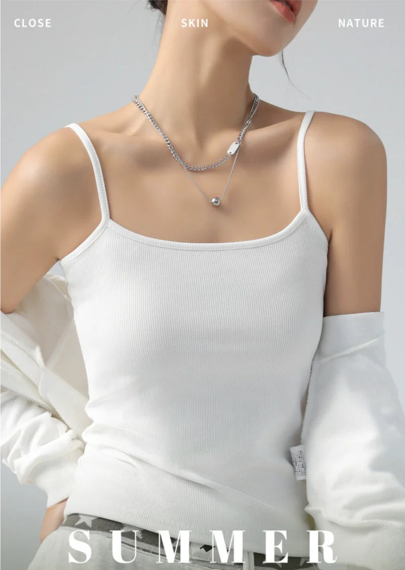 Hot New Solid Color Sexy Tank Tops Soft Spaghetti Strap Crop Tops Summer Casual Camisole Sleeveless Basic Vest Summer Women Tops
