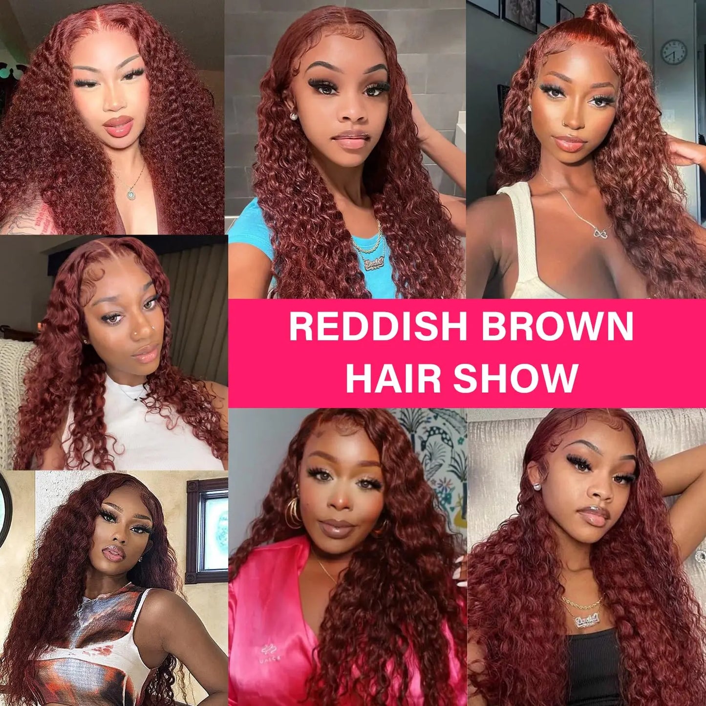36 Inches Curly Wigs 13×6 Lace Front Human Hair Wig Reddish Brown Glueless Wigs Human Hair Water Wave Human Hair Wigs
