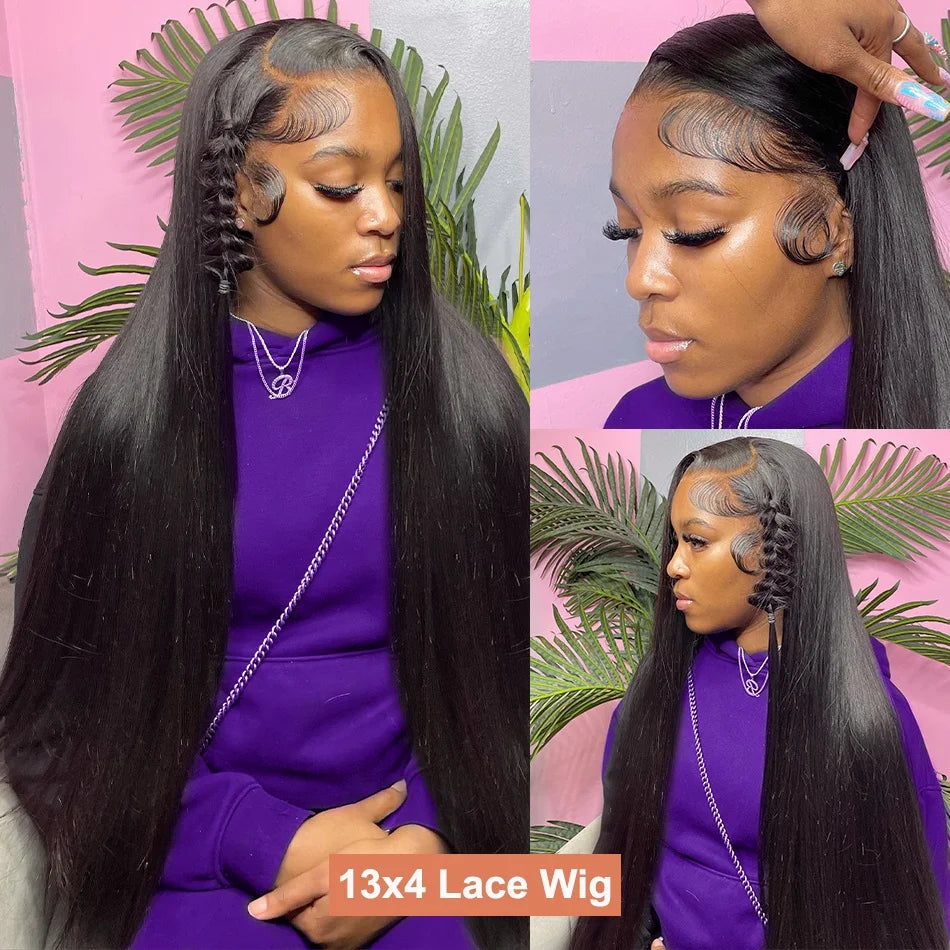 Bone Straight Human Hair Wigs For Women 13x6 HD Transparent Lace Closure Wig Pre Plucked With Baby Hair 4x4 360 Lace Frontal Wig