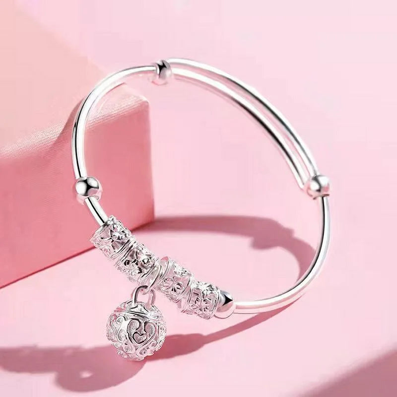 925 Sterling Silver Beads Bracelets for Women 100% Solid Adjustable Handmade Simple Design Fashion Party Wedding Jewelry Gifts