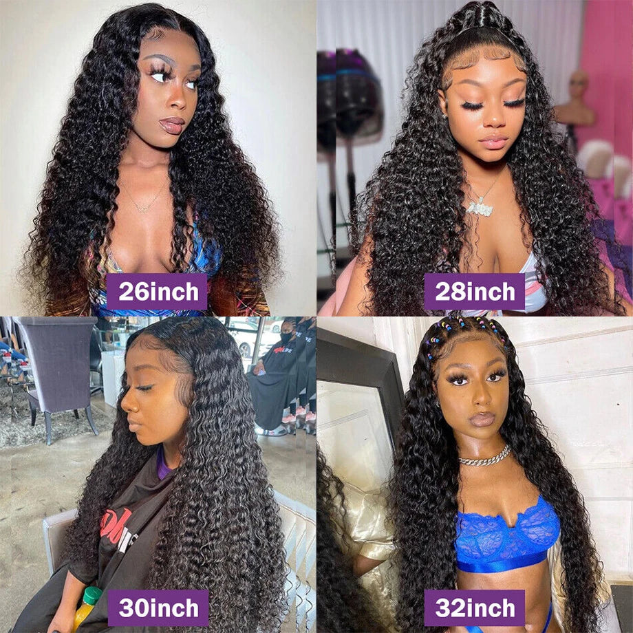 Hd Transparent Deep Wave Frontal Wig 13x6 Hd Lace Curly Lace Front Human Hair Wigs For Women Wet And Wavy 4x4 Water Closure Wig