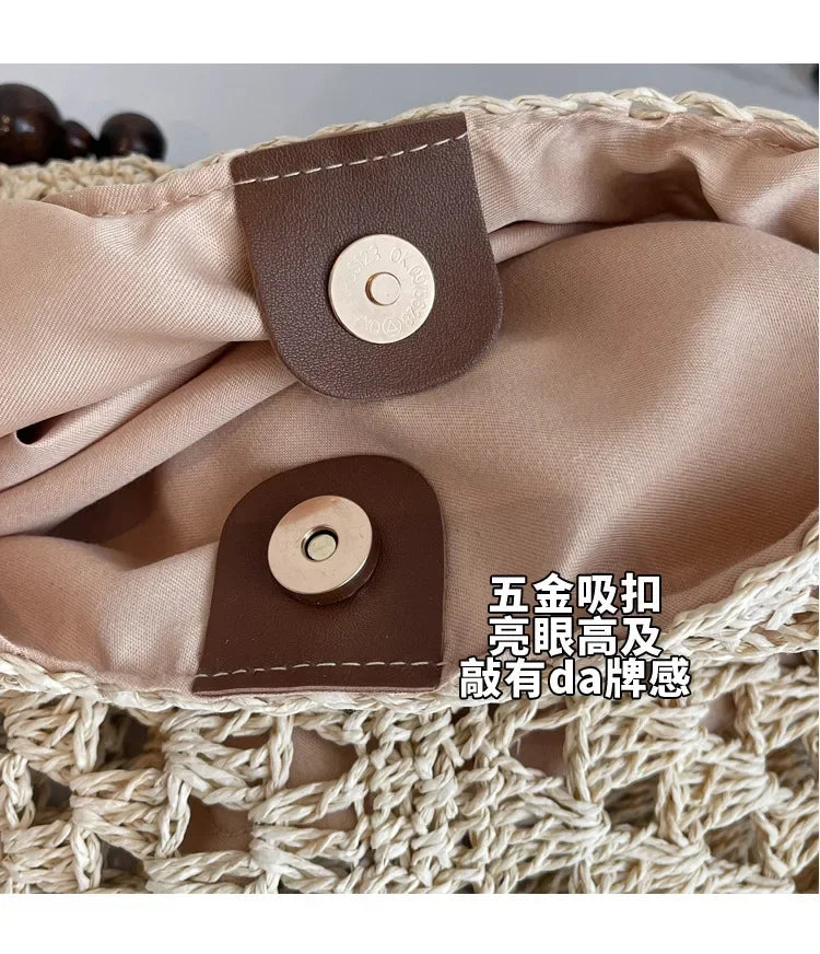 2025 New Fashion Popular Boho Woven Straw Handbag Summer Beach Crossbody Bag Fashion Knitted Purse Outdoor Leisure