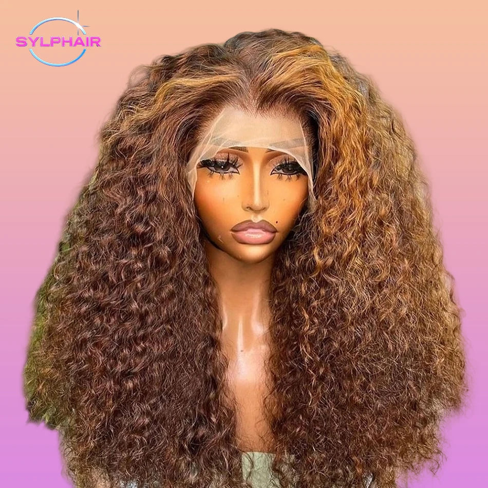 30 40 Inch Curly Highlight Wig Human Hair Honey Blonde 13x4 Lace Front Deep Wave 13x6 Hd Lace Frontal Wigs For Women Human Hair