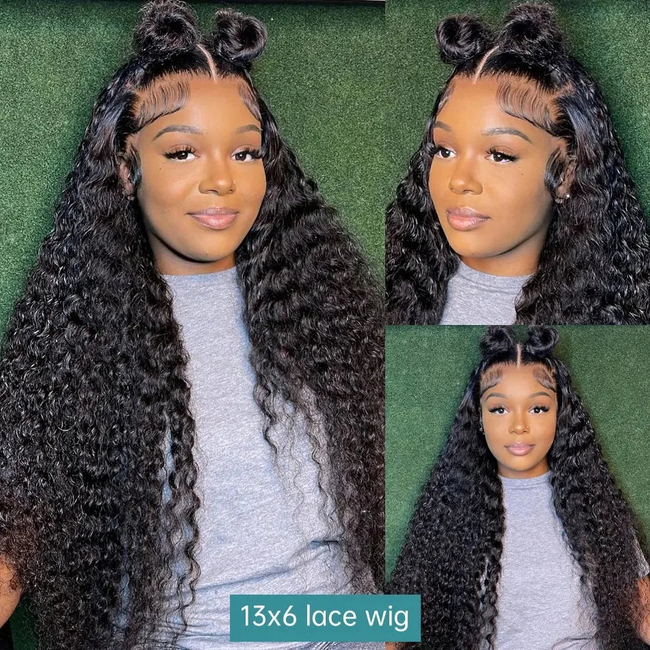 13x6 HD Transparent Lace Front Water Curly Wave Human Hair Wigs 40 Inch Long Jerry Curly Human Hair Frontal Wigs For Women
