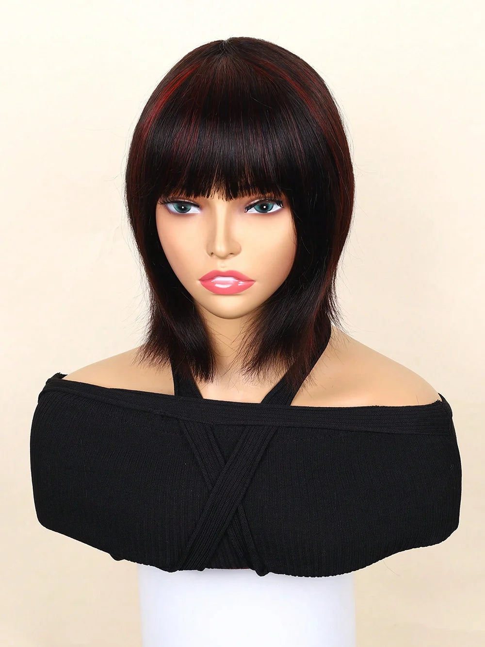 Straight Human Hair Wigs For Women Human Hair Straight Human Hair Bob Hair Wig With Bangs No Lace Fringe Wig Brazilian Hair Sale