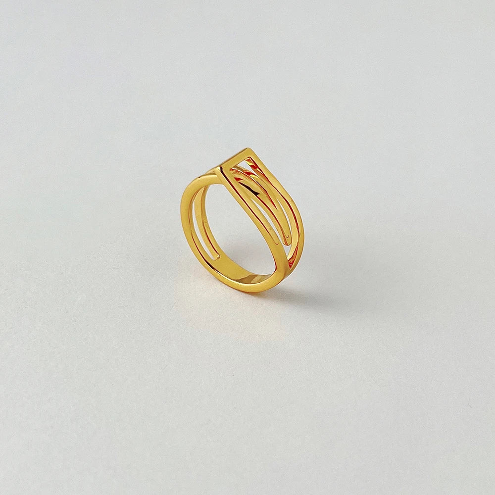 ENFASHION Geometric Rings For Women 18K Gold Color Ring Anillos Mujer Fashion Jewelry 2022 Wholesale Christmas Halloween 224178